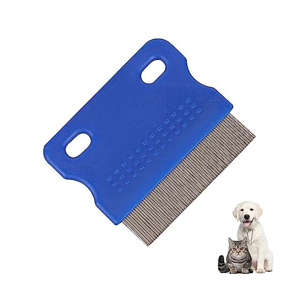 Katze Hund Flohkamm,Haustier Kamm Edelstahl Läusekamm,Haustier Hunde Katzen Pflege Werkzeug,Haustier Tränenfleckentferner Kämme,Haustier Pflegekamm(Blau)