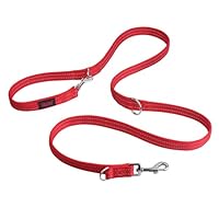 Guinzaglio doppio HALTI – guinzaglio multifunzionale per addestrare e camminare con il cane. Leggero e imbottito in neoprene Adatto per cuccioli (taglia L, rosso, 2 m)
