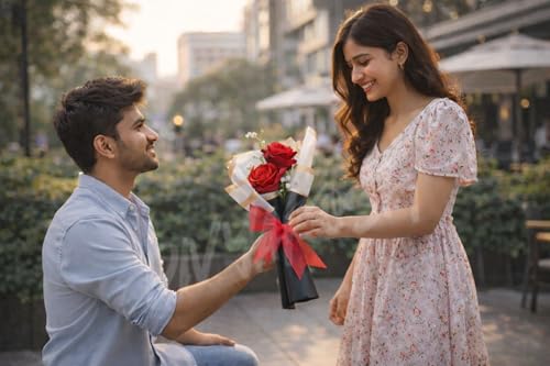 Image of Divyakosh Artificial Flowers for Home Decoration, Flora for Decor | 1 Pcs Artificial Flower Bouquet for Him Her Girlfriend Boyfriend Wife Husband | Romantic Decor for Anniversary, Wedding, Birthday |