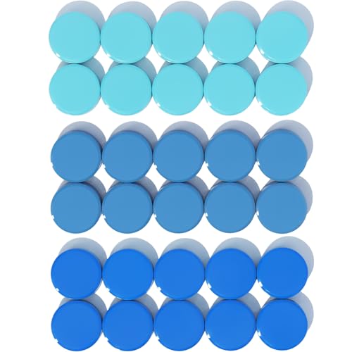 DUJEQM Aimant Frigo, 30PCS Aimant Puissant, Aimants Tableau Magnétique | Mini Magnet Frigo Plat | Petit Aimant Rond | Aimants Décoratifs Aiment pour Tableau Blanc, Réfrigérateur, Calendrier (Bleue)