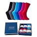 Produktbild Vkele 6 Paar einfarbig Socken Geschenkpack, Ideal als Valentinsgeschenke, bunt Herrensocken, Baumwolle, Crew Socken, schwarz, grau, blau, rot, pink, 43 44 45 46
