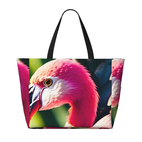 Tropical Flamingos And Pineapples Print Large Gym Tote Carry On Bag With Wet Compartment For Travel2