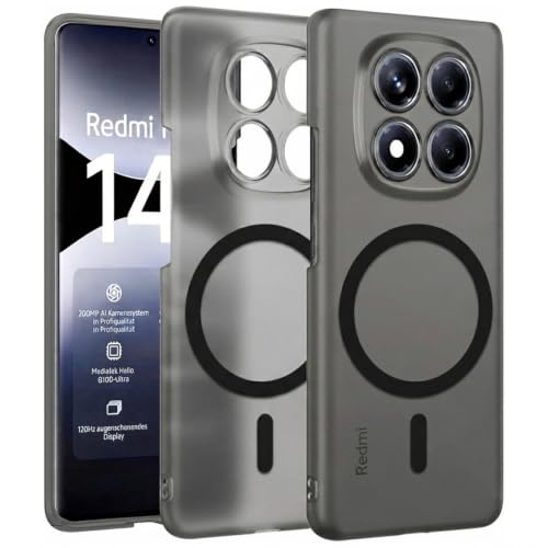 Image of DIZORO Matte Case for Redmi Note 15 Compatible with MagSafe, Camera Lens Full Protection, Shockproof Translucent Frosted TPU Soft Phone Cover, Anti-Fingerprint (Black)