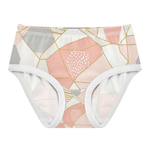 Girl Underwear, Geometric Gold Lines Pastel Toddler Girl Panties, Cotton Underwear Girls, 2T–8 Years