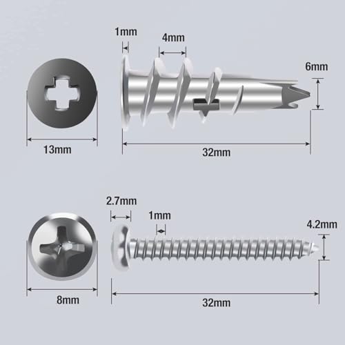 Shopexa 30pk Plasterboard Fixings, Metal & Self Drilling Heavy Duty Plasterboard Wall Plug, Plasterboard Screws with Achors for Stronger Grip & Lasting Quality for Wall Hanging Stuff (Pack of 30) - Image 3