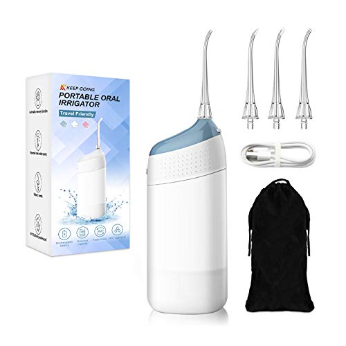 Cordless Water Dental Flosser,Portable Dental Oral Irrigator Teeth Cleaner, Portable Oral Irrigator for Deep Teeth/ Braces Cleaning ,Chargeable IPX7 Waterproof for Home Travel (Blue)