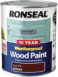 Ronseal 10 Year Weatherproof 2-in-1 Wood Paint Dark Oak Gloss 750ml