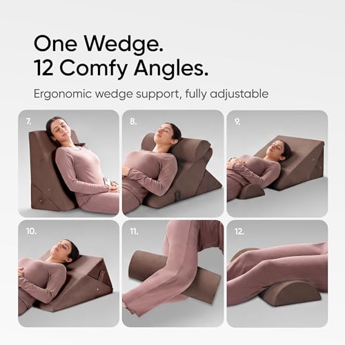 Image of Frido Adjustable Wedge Max Cushion, 12-Way Adjustable Pregnancy Pillow & Leg Elevation Pillow, Relieves Neck, Back & Shoulder Pain, Great for Reading, Sleeping & Relaxing | Coffee Brown