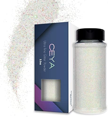 Ceya 3.5oz/ 100g Ultra Fine Glitter Powder Silver Glitter 1/128 0.008 0.2mm for Slime Epoxy Resin Craft Tumbler Jewelry Nail Art Festival Makeup Scrapbook Painting Wedding Cards