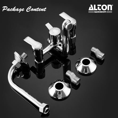 Image of ALTON XNO5085 Brass Wall Mixer With Provision For Over Head Shower and 190mm Long Bend Pipe (Chrome)