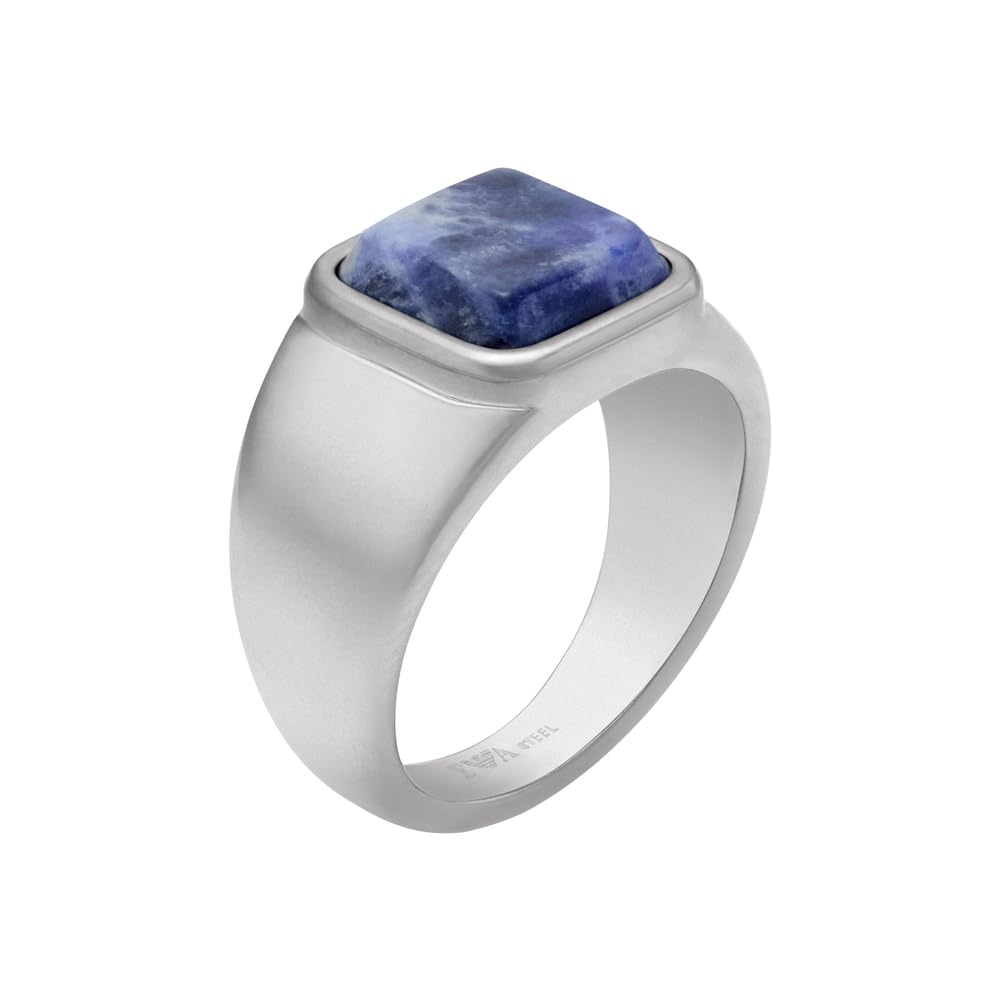 Emporio Armani Uomo Anello in acciaio inossidabile color argento, EGS332504010