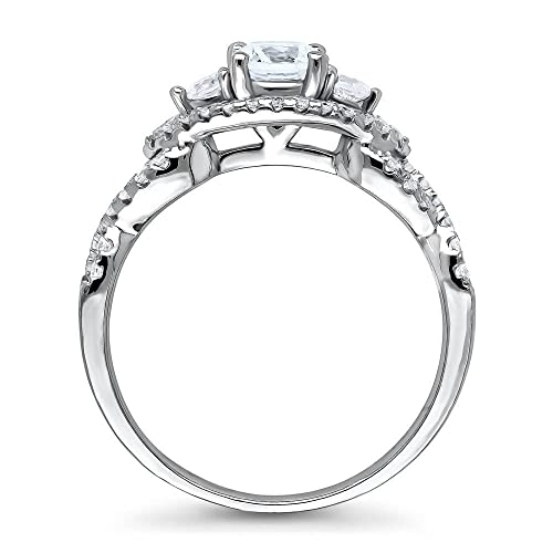 BERRICLE Sterling Silver 3-Stone Woven Engagement Promise Rings for Her, 0.45 Carat Round Cut Cubic Zirconia CZ Ring4
