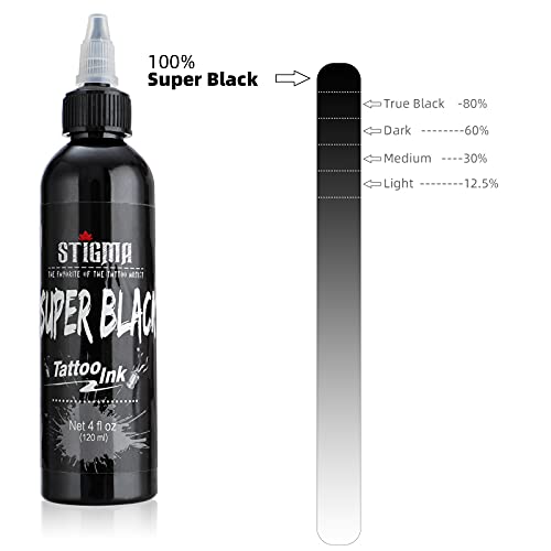 Stigma Tattoo Ink Black 4 Oz 120Ml Lining Black, Usa Standard Tattoo Pigment Super Black Color Evenly Vibrant And Bright #TOP1