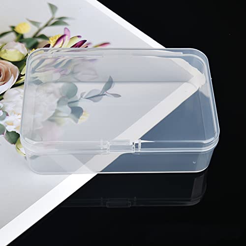 Image of 8 Pack Rectangular Clear Plastic Storage Containers | Hinged Lid, For Beads and Small Craft Items, 4.92 x 3.35 x 1.38 inch