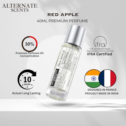 Image of Alternate Scents RED APPLE 40ml Long Lasting Perfume For Women|Strong&Long Lasting with 30% Oil Concentration|Sweet Fruity Gourmand|Fragrance From France |Made In India|