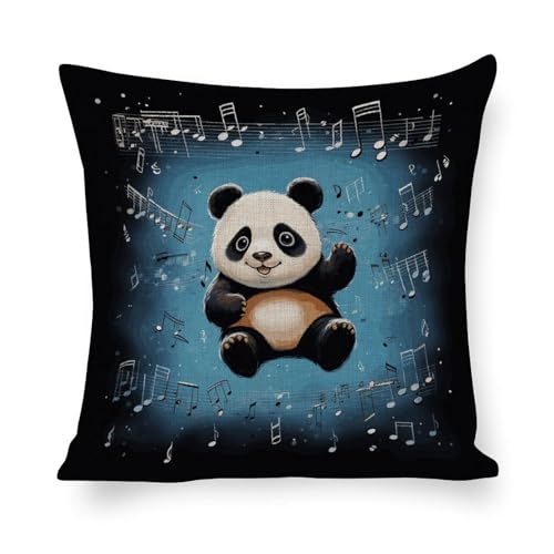 Housse de coussin panda pour une déco de salon musicale et originale