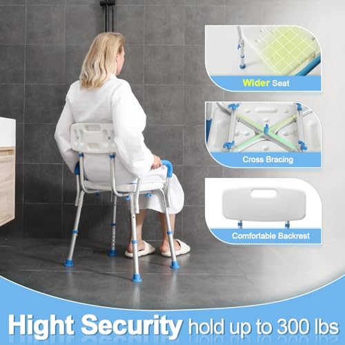 Shower-Chair-with-Arms-and-Back-Padded-Shower-Seat-for-Inside-Shower-with-Grab-BarToiletry-Bag-Tool-Free-Shower-Seat-for-Bathtub-Shower-Bath-Chair-for-ElderlyDisabled-by-SOUHEILO