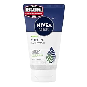 NIVEA MEN Sensitive Face Wash with Vitamin E and Chamomile Extract, No Drying Alcohol, Gentle Face Wash for Men with Sensitive Skin, 5 Fl Oz Tube