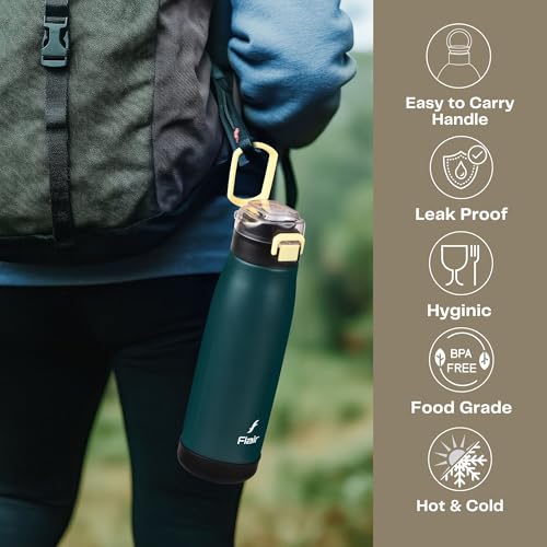 Image of FLAIR Sprint 750ml Vacuum Insulated Water Bottle - 304 Stainless Steel, Double Wall Thermos Flask, Leak-Proof, BPA-Free (Green)