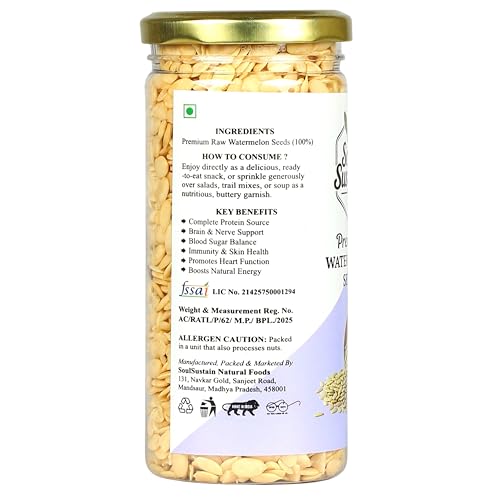 Image of Watermelon Seeds Raw Superfood (250 GM) - Plant Protein Boost, Rich in Fiber & Healthy Fats, Heart & Bone Support, Snack or Recipe Toppers, Smoothies, Salads, Baking, Nutritious Seeds for Daily Use