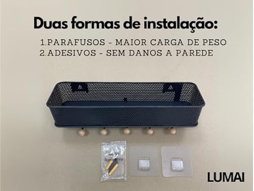 Porta Chaves de Parede Chaveiro Suporte de Chave Cabideiro Dupla Instalação LUMAI