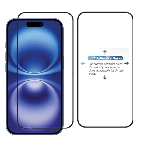 Image of DD SON Tempered Glass Screen Protector Compatible for iPhone 16 Smartphone (6.1 Inch) HD Glass with Edge to Edge Coverage and Easy Installation kit,Black