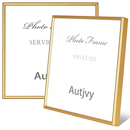 Autjvy 5X5 Picture Frame Matte Gold Modern Simple Thin Aluminum Metal Photo Frame With Hd Real Glass, Display For Tabletop And Wall Collage. (2 Pack) #TOP5