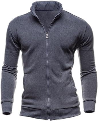 Sweaters for Men Cardigan Sweatshirt Hoodless Zip Up Jacket High Neck Lightweight Sueter Para Hombres2