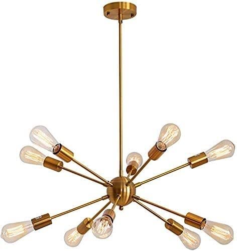 Lámpara satélite tipo rama negra de 10 luces estilo industrial retro