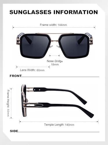 Image of Classic& Mens Sunglasses Square Metal Frame Shades for Men Sunnies(68062)