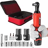 iMeshbean 3/8' 12V Power Electric Ratchet Wrench Set,45Nm 230 RPM Power Ratchet Wrench Kit,Cordless Electric Ratchet Kit Variable Speed with 2pc 1.5Ah Batteries,7 Sockets and 60 Min Fast Charge Kit