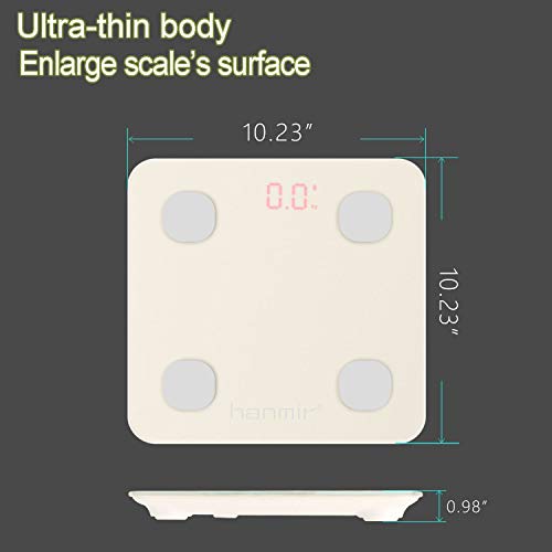 Hanmir Bluetooth Body Fat Scale,Smart BMI Scale Digital Bathroom Wireless Weight Scale, Body Composition Analyzer with Smartphone App, 330 lbs