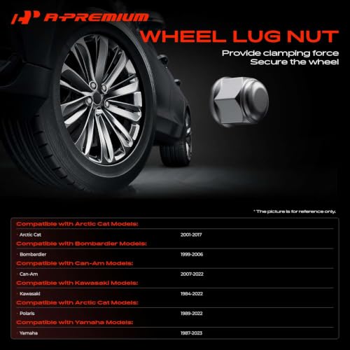 Image of A-Premium 16PCS 10x1.25mm Wheel Lug Nuts Compatible with Honda 1981-1989 /1995-2022 & Arctic Cat 2001-2017 & Bombardier 1999-2006 & Can-Am 2007-2022 & Kawasaki & Polaris & Suzuki & Yamaha, Front & Rear