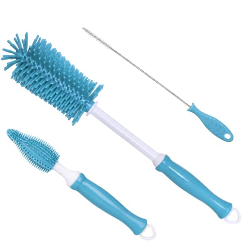 Ensemble brosses silicone, manche 12", goupillons et pailles