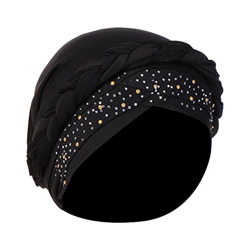 Zhiyao Turban Bonnet pour femme Bandeau d'été Hijab Chemo Bonnet Bandana Cheveux Musulman Respirant Protection solaire Chemo Cap Perte de cheveux Islamique 2023, Noir , M