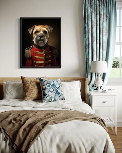 Image of aj decor Border Terrier General Wall Art Print Poster, Dog Pet Lover Picture Painting Artwork Bedroom Living Room Office Dining Room 150D (Border Terrier General, 18 x 24 inches, Black Frame)