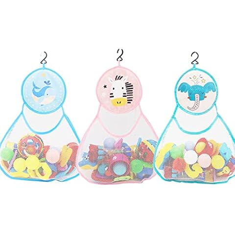 Rayeeley Bath Toy Organizer Multiple Ways, Bathtub Toy Storage Mesh Net Holder Shower Caddy Sundries Organizer Set Hanging Hanger Net Multiple-use Bathroom (Sky blue) Cover
