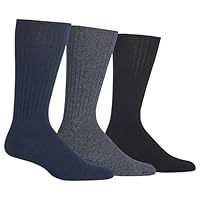 Chaps Men's Dress Crew Socks - 3 Pair Pack - Assorted Solid Color and True Rib, Denim True Rib, 6-12
