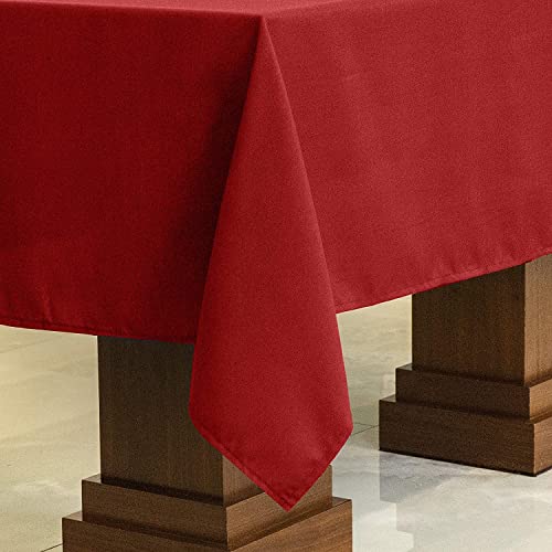 Image of HB MSALA Microfiber Satin Dining Table Cover - Plain, Smooth & Durable Tablecloth | Red Color | 4 Seater | 40 Inch x 150 cm