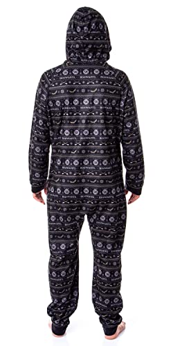 Harry Potter Mens' Hogwarts Christmas Sweater Hooded Union Suit Pajama2