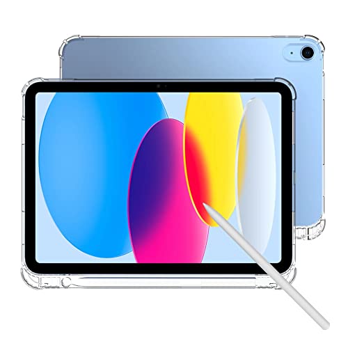 iPad 10.9 第10世代 2022 ケース 鉛筆ホルダー Pencil 収納可能 Cavor iPad 10 ケース Case 軽量 薄型 超薄型のシリコンでカバーし、iPad 第10世代 カバー 軽量で薄型 防水保护 全面保護汚れに耐え ワイヤレス充電対応 カバー 10.9 インチiPad 10(2022) -(透明)