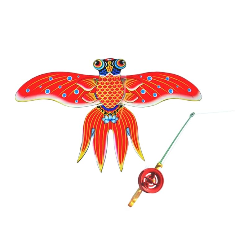 Fishing Poles Kite, Beach Toys, Angling Themed Flying Toy, Dynamic Wing Kites with Fishing Rod Line, Dynamic Winds Flying Toys for Outdoor, Beach Kite for Family Outdoor Activities (2) (K)