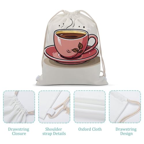A Cup of Coffee Drawstring Backpack - Large Capacity Gym Sack Sports Travel Bag for Beach, Yoga, Camping4