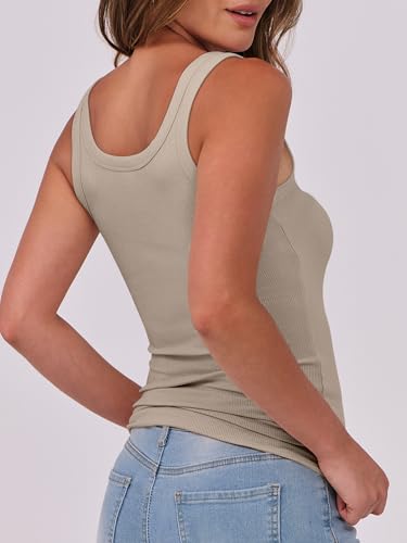 Image of ANRABESS Womens Sleeveless Scoop Neck Tank Top Ribbed Fitted Summer Basic Slim Cute Tops 2026