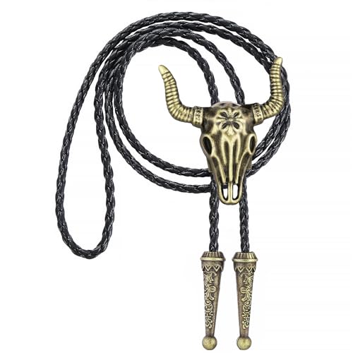 Image of GelConnie Native American Bolo Tie Rodeo Cowboy Leather Necktie Western Necklace Costume Accessories for Men,Women