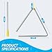 TIPTAP Hand Percussion Triangle, 6IN Musical Steel Triangle with Striker, Percussion Instrument with Exquisite Sound, Instrument for Orff Music Education