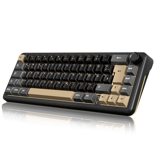 RedThunder K65 Kabellose Mechanische Gaming Tastatur, QWERTZ 67 Tasten, RGB, Fünfschichtige Polsterung Struktur, BT/USB-C/2,4GHz, Hot-swap, 4000 mAh, Gaming Tastatur für Windows, Mac, Xbox, PS4 PS5.