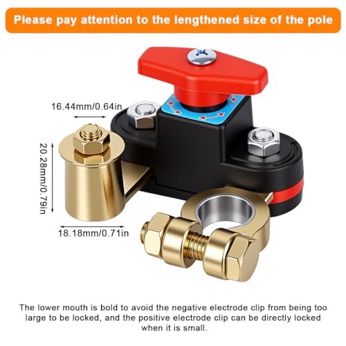 Image of STHIRA Car Battery Shut-Off Switch, Battery Disconnect Switch with Knob Control, Pure Copper Terminal Isolator Cut-Off for 12V /24V Vehicles, RVs, Boats, Trucks, and Off-Road Applications