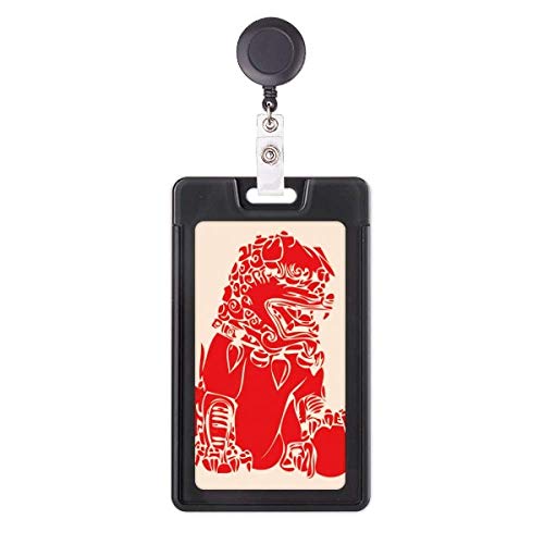 Étui de carte rigide avec enrouleur lion rouge aux finitions soignées