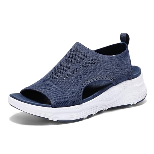 YESWIN Women Walking Sandals Arch Support Orthotic Comfortable Plantar Fasciitis Non-slip Casual Open Toe Sport Sandals for Athletic Summer Beach